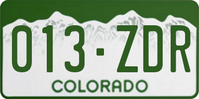 CO license plate 013ZDR