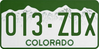 CO license plate 013ZDX