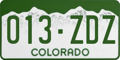 CO license plate 013ZDZ