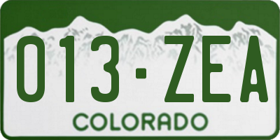 CO license plate 013ZEA