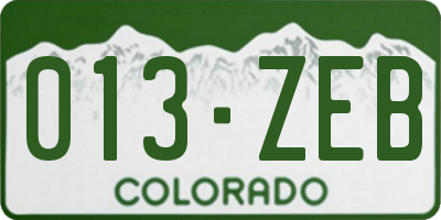 CO license plate 013ZEB