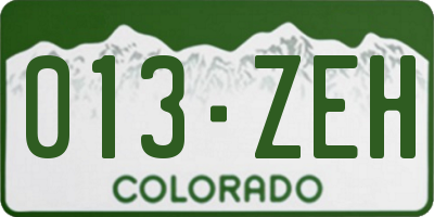CO license plate 013ZEH