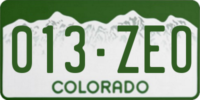 CO license plate 013ZEO