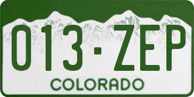 CO license plate 013ZEP