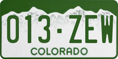 CO license plate 013ZEW
