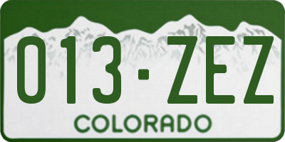 CO license plate 013ZEZ