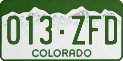 CO license plate 013ZFD
