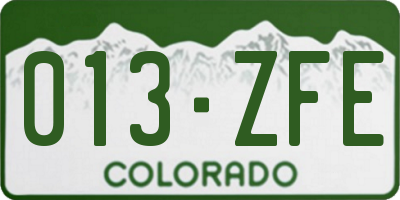 CO license plate 013ZFE