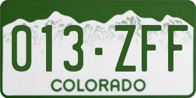 CO license plate 013ZFF