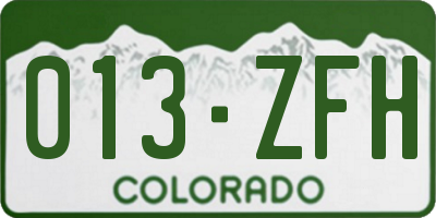 CO license plate 013ZFH
