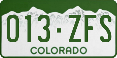 CO license plate 013ZFS
