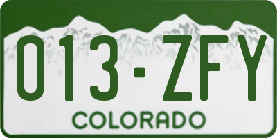 CO license plate 013ZFY