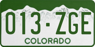 CO license plate 013ZGE