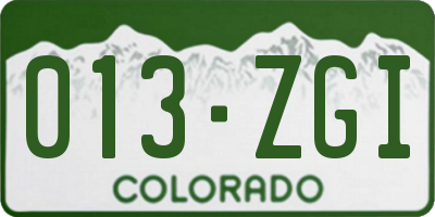 CO license plate 013ZGI