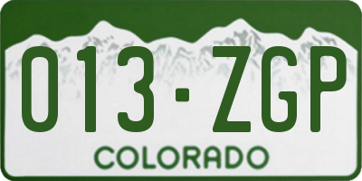 CO license plate 013ZGP