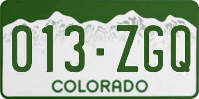 CO license plate 013ZGQ