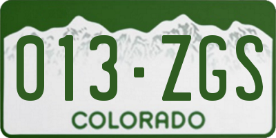 CO license plate 013ZGS