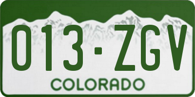 CO license plate 013ZGV