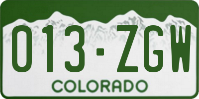 CO license plate 013ZGW