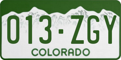 CO license plate 013ZGY