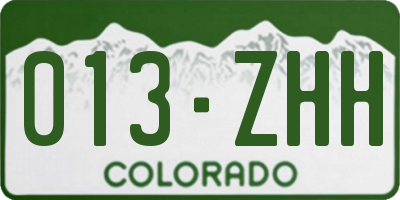 CO license plate 013ZHH