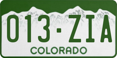 CO license plate 013ZIA
