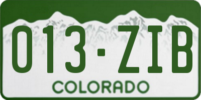 CO license plate 013ZIB