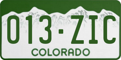 CO license plate 013ZIC