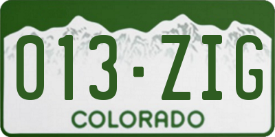 CO license plate 013ZIG