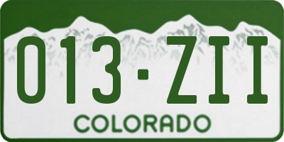 CO license plate 013ZII