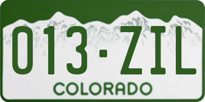 CO license plate 013ZIL