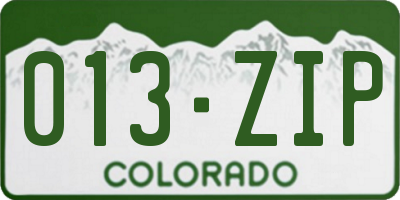 CO license plate 013ZIP