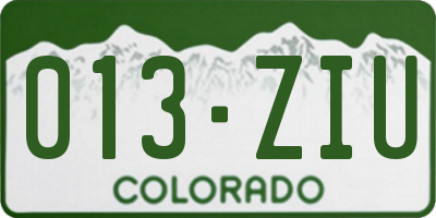 CO license plate 013ZIU