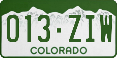 CO license plate 013ZIW
