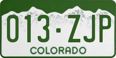 CO license plate 013ZJP
