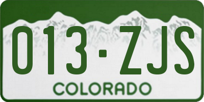 CO license plate 013ZJS