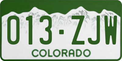 CO license plate 013ZJW