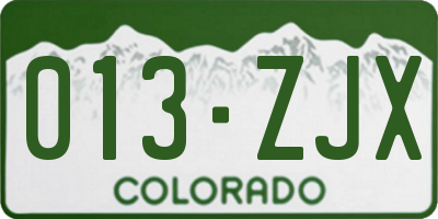 CO license plate 013ZJX