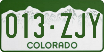 CO license plate 013ZJY