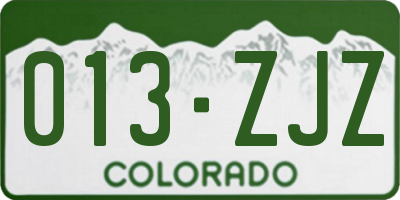 CO license plate 013ZJZ
