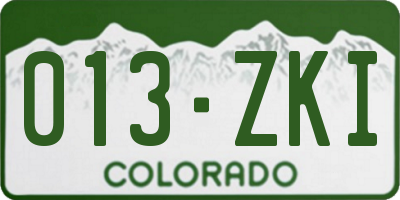 CO license plate 013ZKI