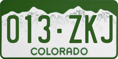 CO license plate 013ZKJ