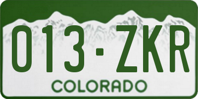 CO license plate 013ZKR