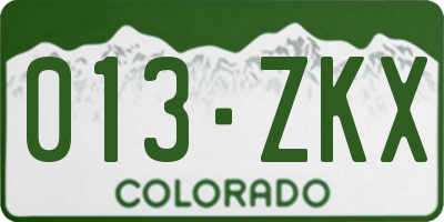CO license plate 013ZKX