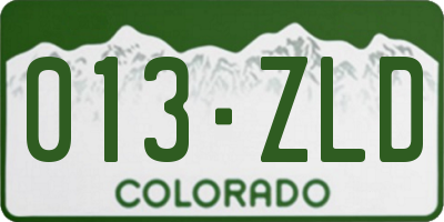 CO license plate 013ZLD