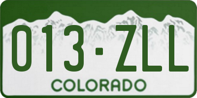 CO license plate 013ZLL
