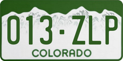 CO license plate 013ZLP