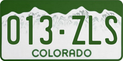 CO license plate 013ZLS