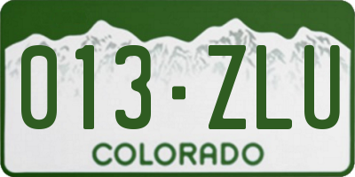 CO license plate 013ZLU