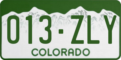 CO license plate 013ZLY
